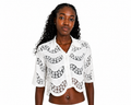 Sandro - Chemise courte blanche en guipure