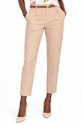 Maje - pantalon beige à taille haute et coupe courte