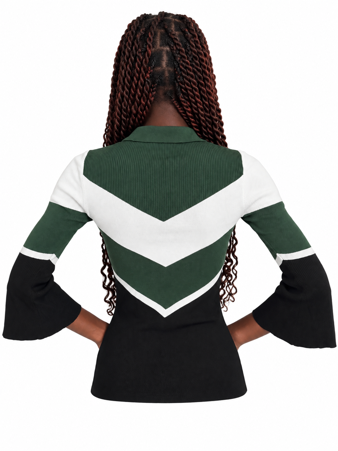 Sandro – Pull-over tricolore avec manches trompette