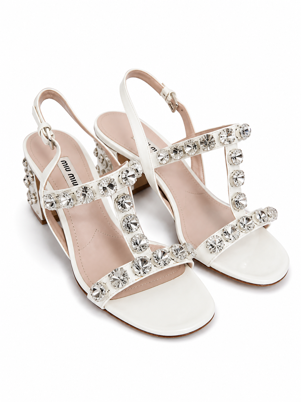 Sandales en cuir blanches Miu Miu
