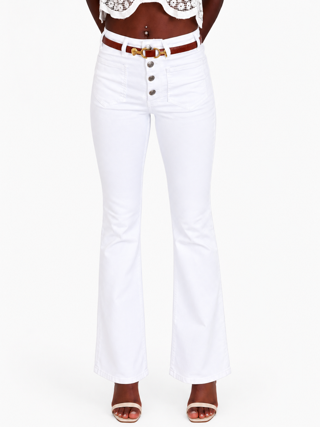 Maje – Jean blanc droit femme
