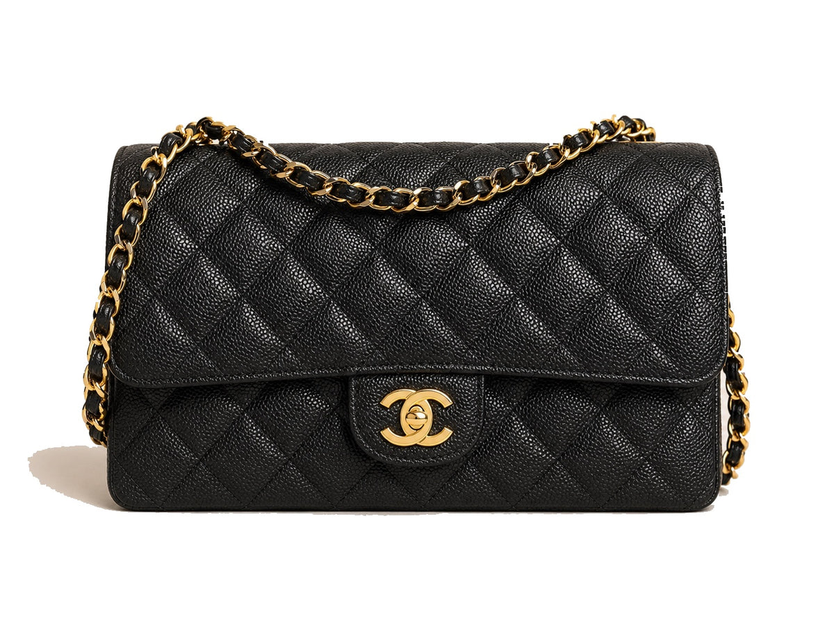 Sac a rabat Chanel classique en veau grainé et métal doré