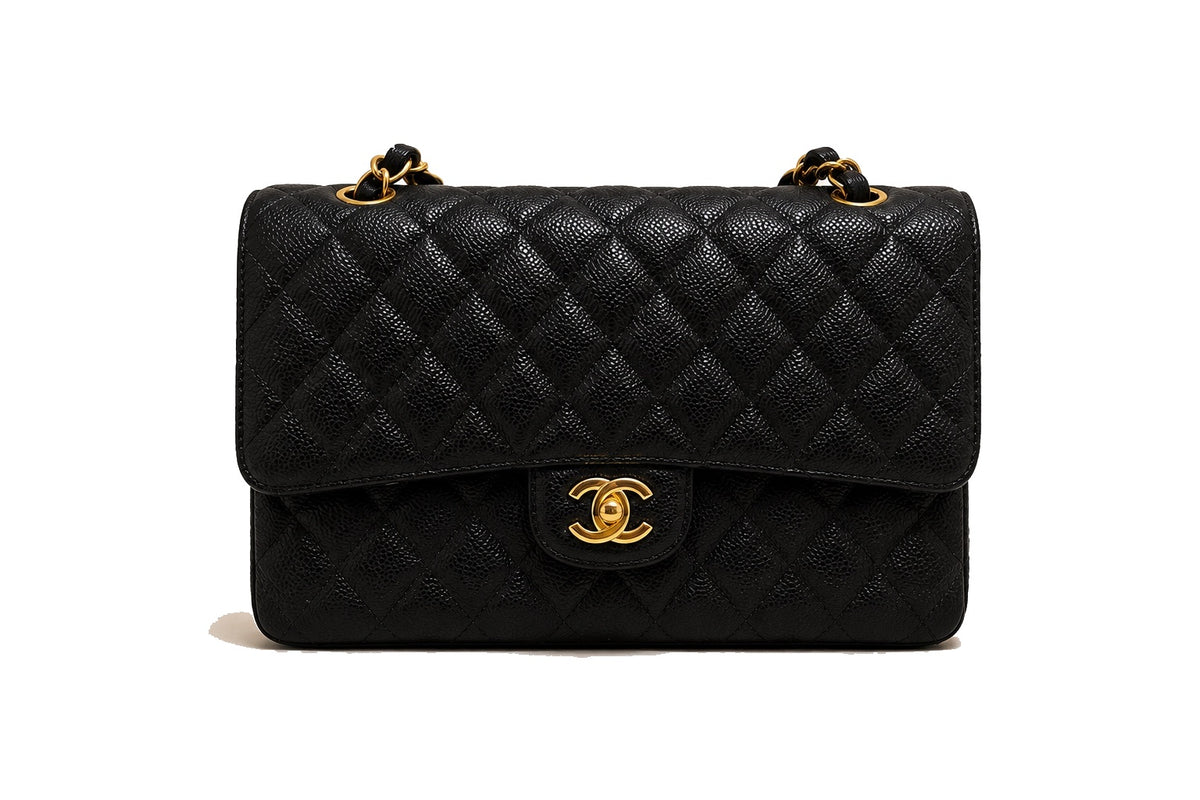 Sac a rabat Chanel classique en veau grainé et métal doré