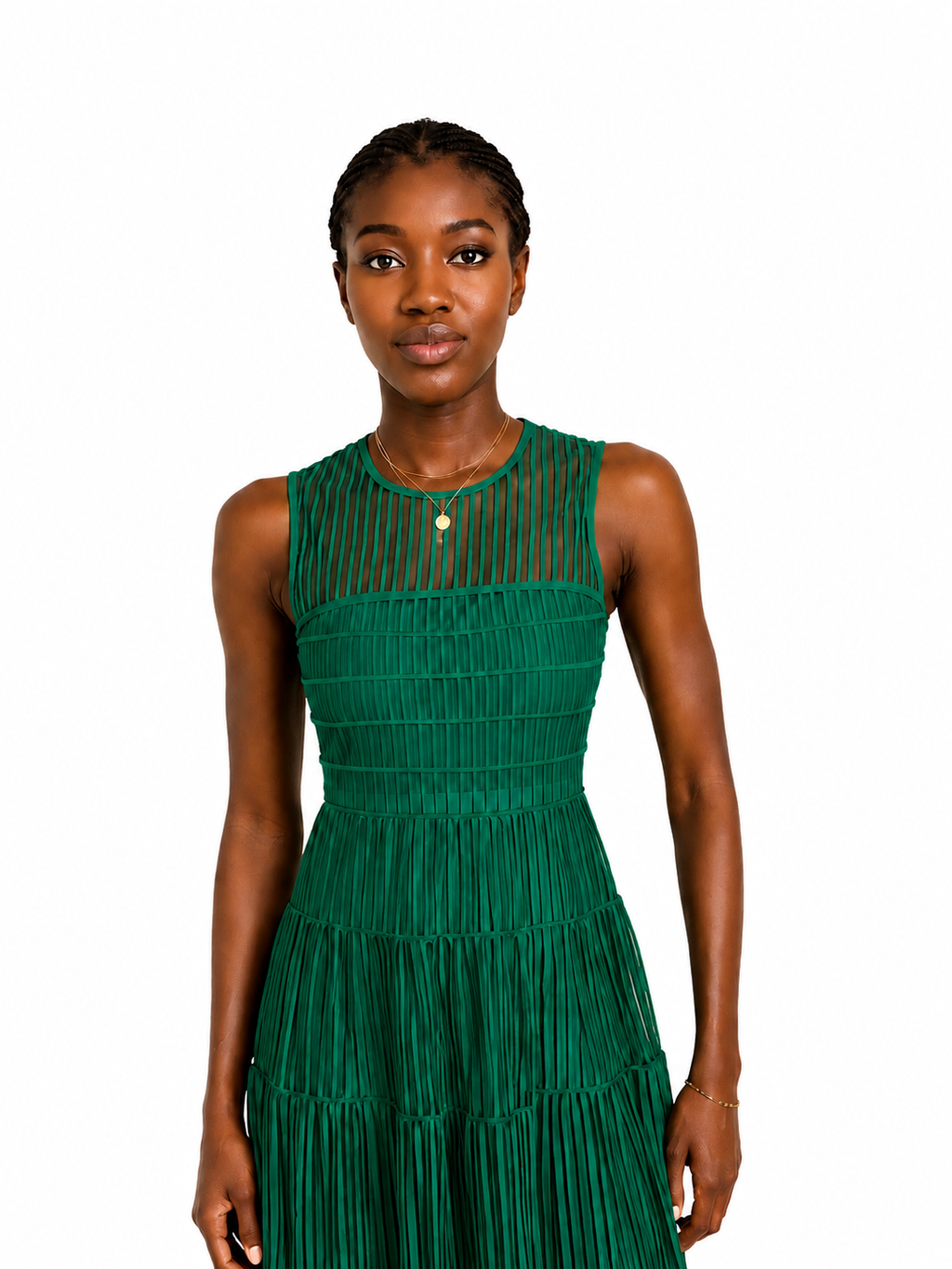 Robe midi Rayana en tulle brodé vert MAJE