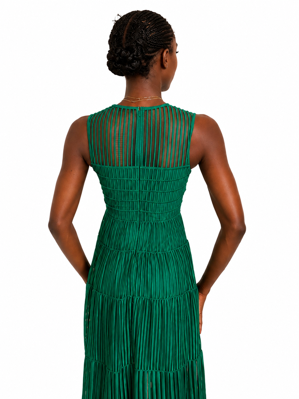 Robe midi Rayana en tulle brodé vert MAJE