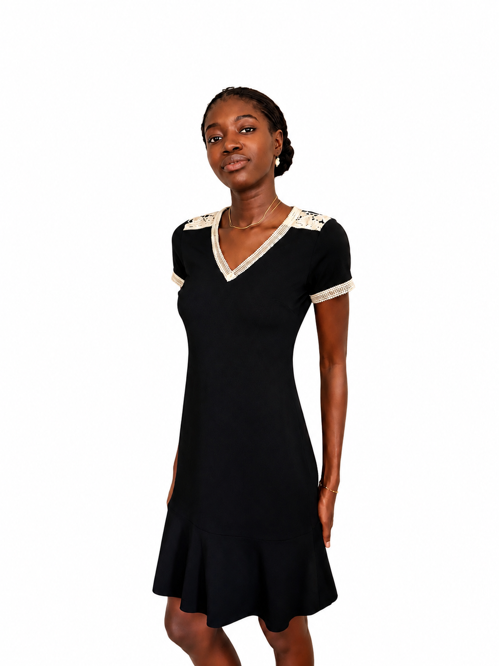 Robe noire Karl Lagerfeld à manches courtes