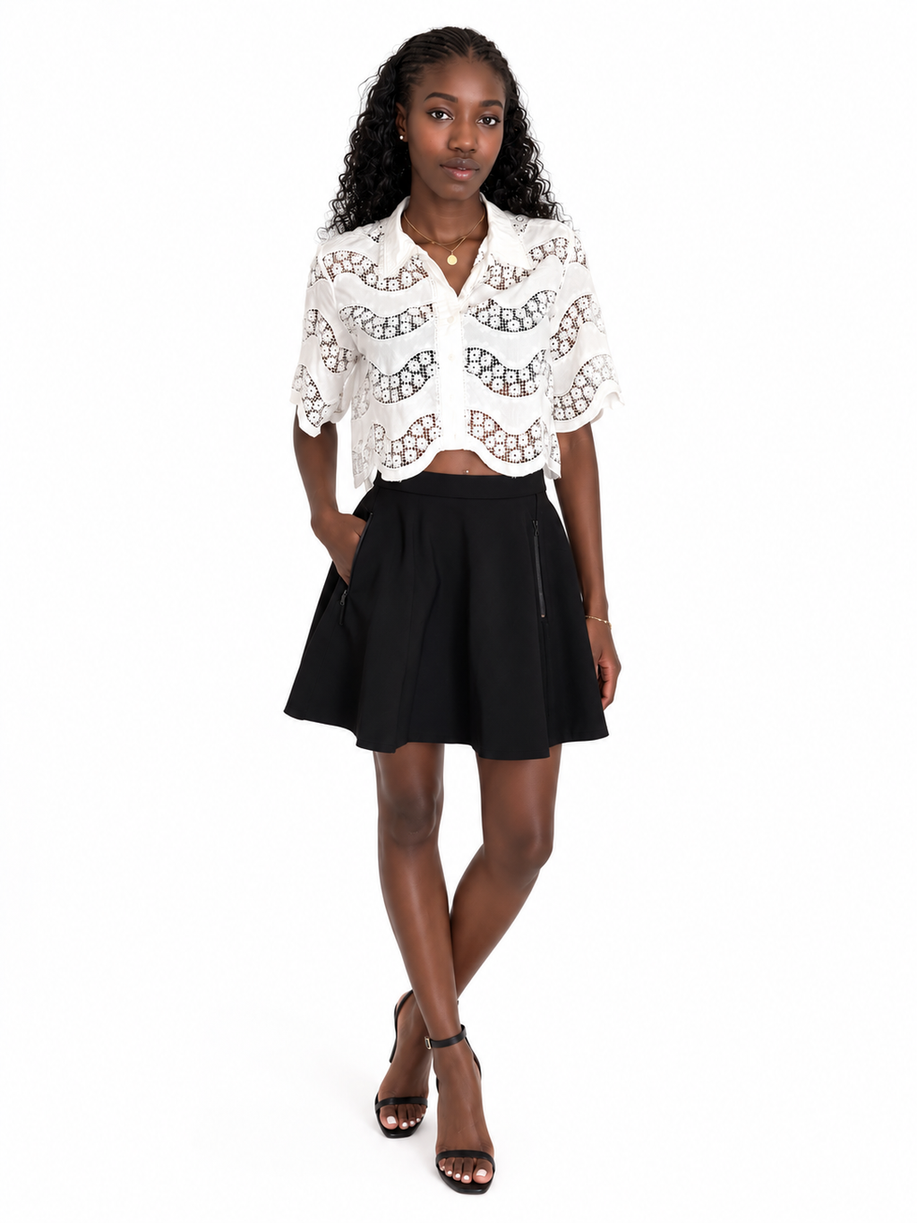 Alice + Olivia - jupe courte trapèze noire