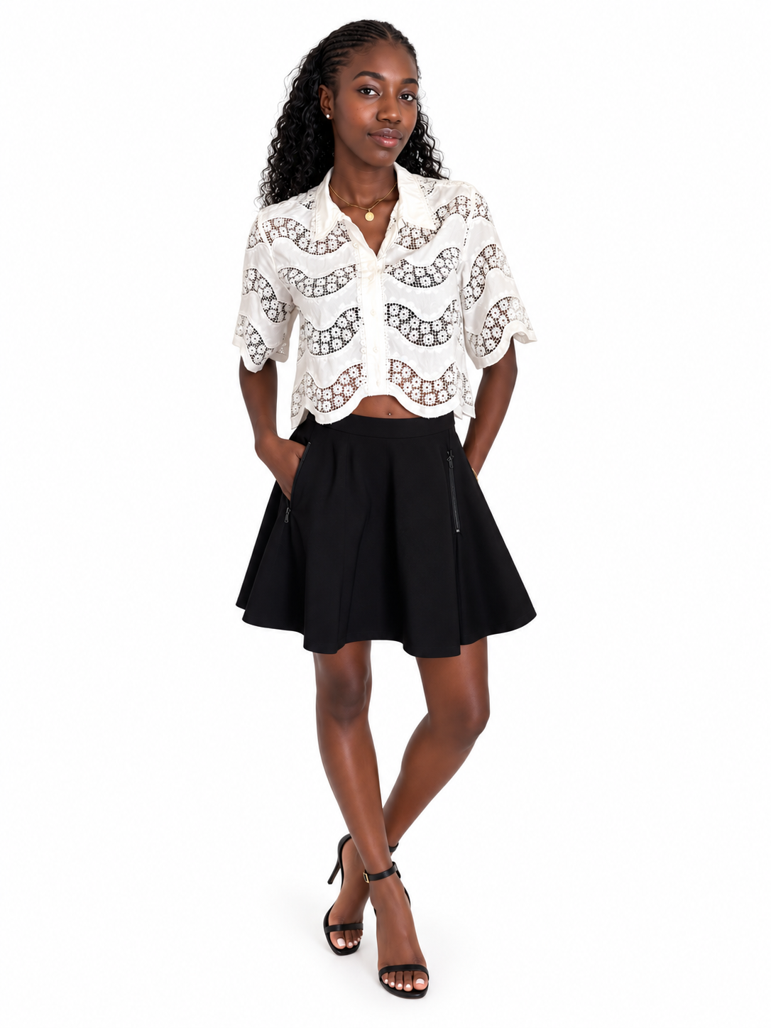 Alice + Olivia - jupe courte trapèze noire