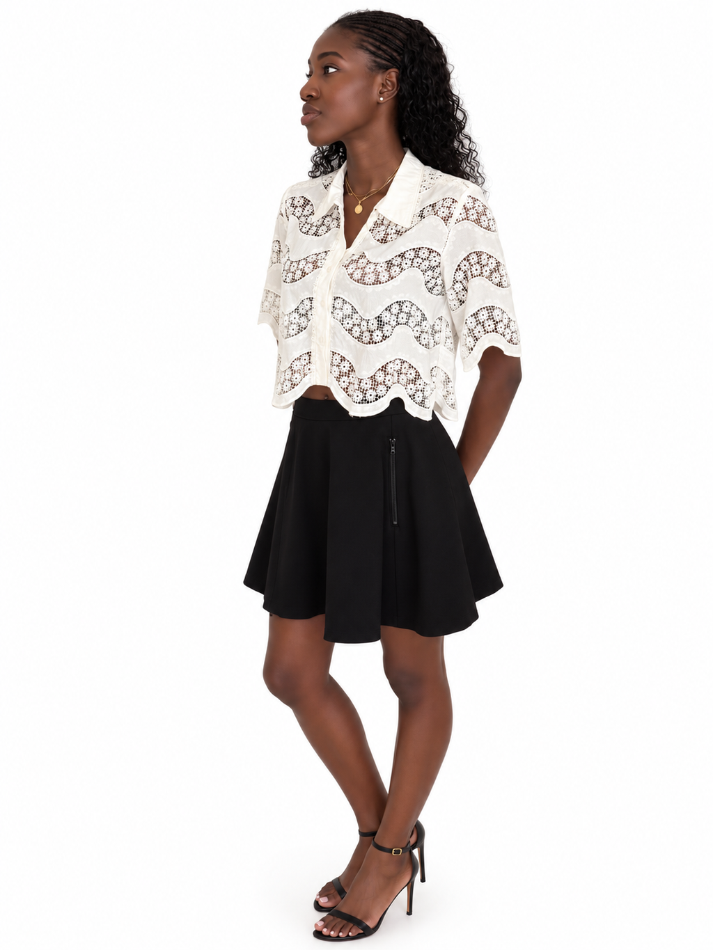 Alice + Olivia - jupe courte trapèze noire