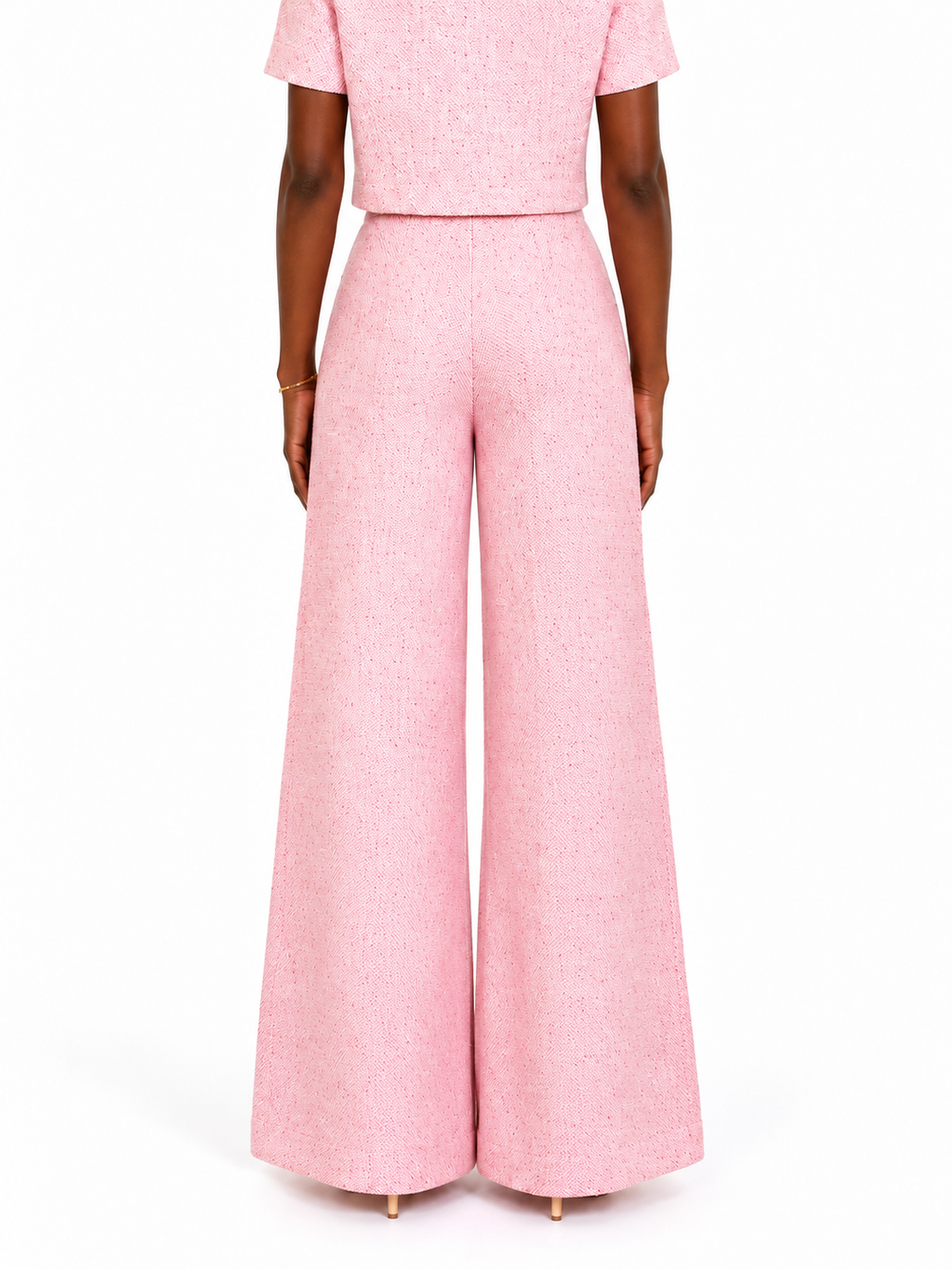 Maje - pantalon large en tweed fin