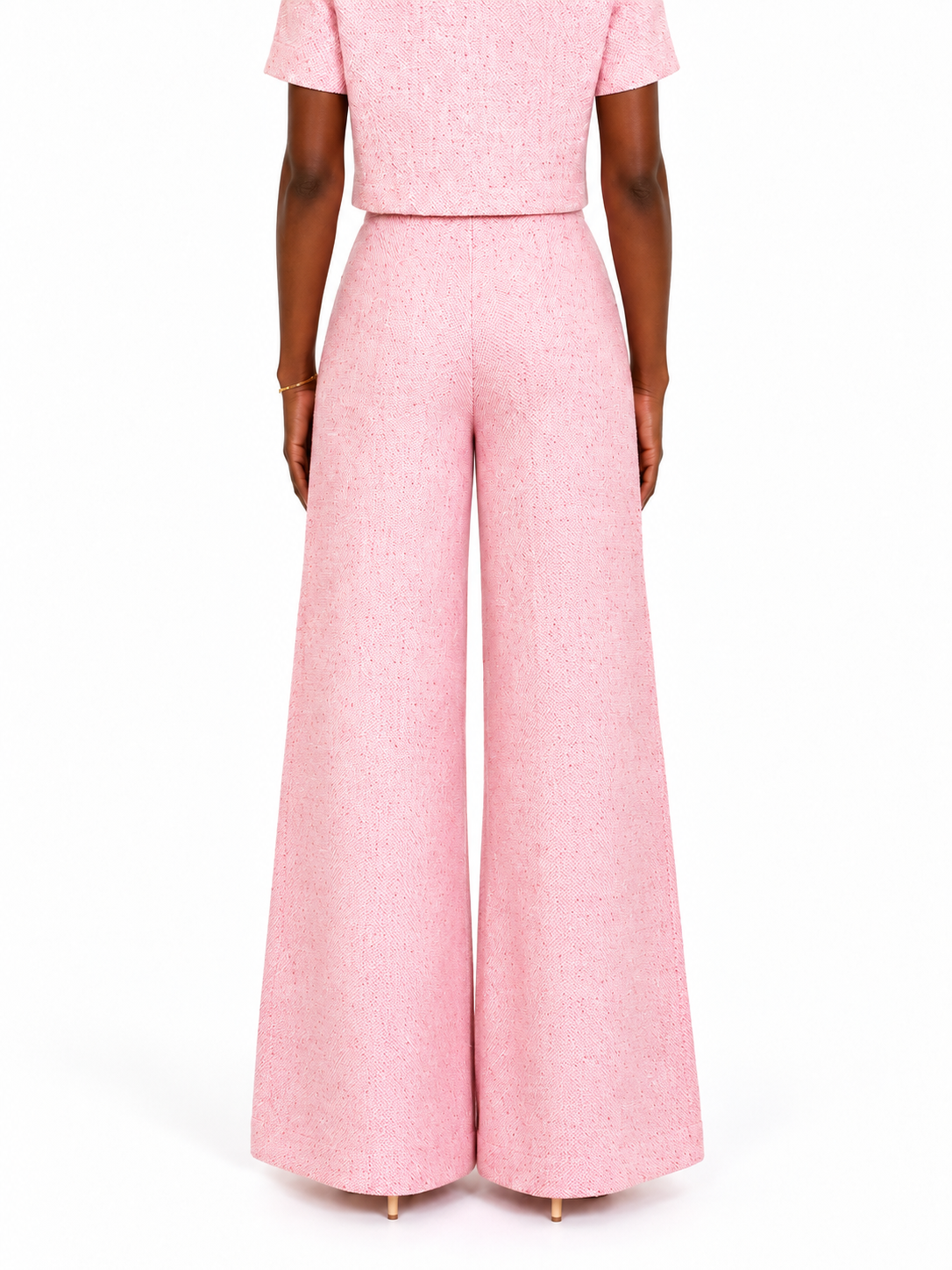 Maje - pantalon large en tweed fin