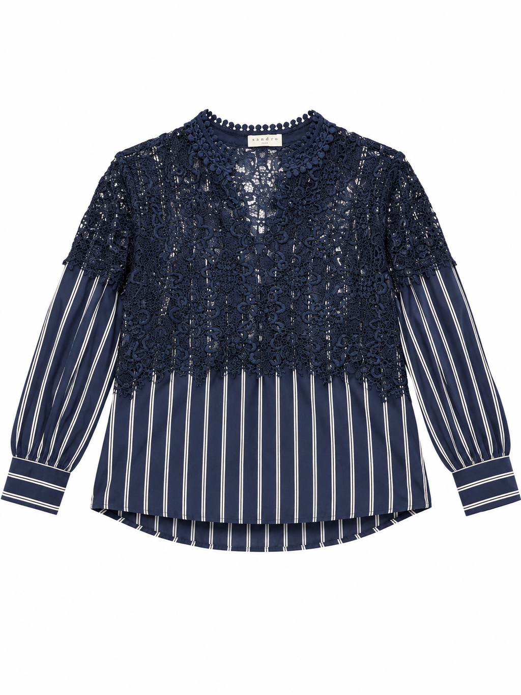 Sandro - chemise en dentelle et popeline de coton