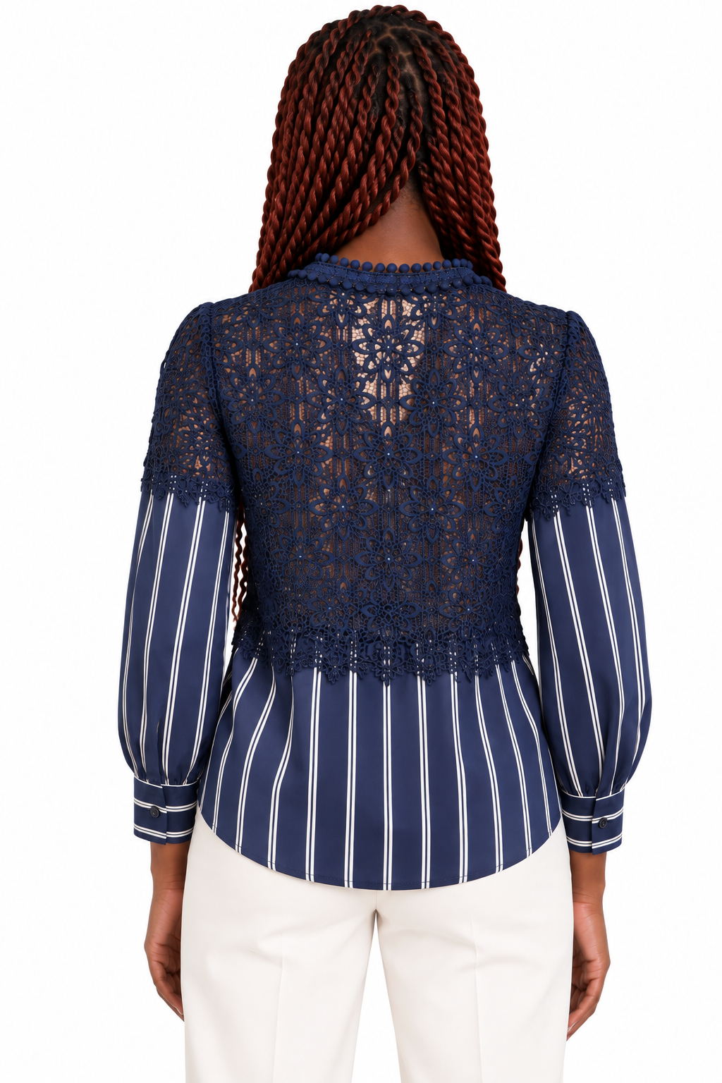 Sandro - chemise en dentelle et popeline de coton