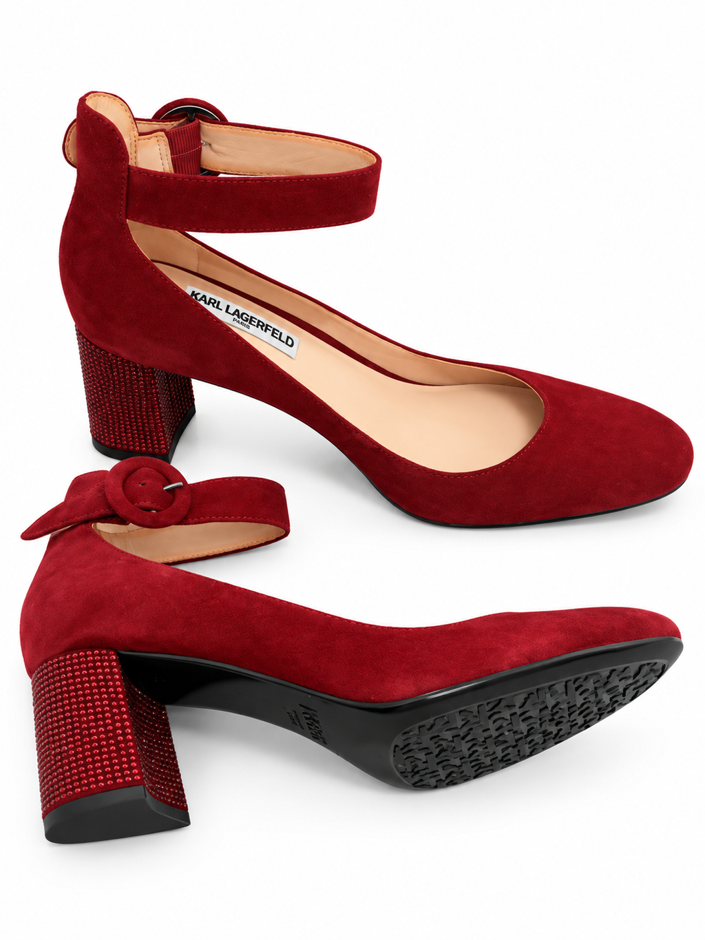 Karl Lagerfeld - escarpins en daim rouge