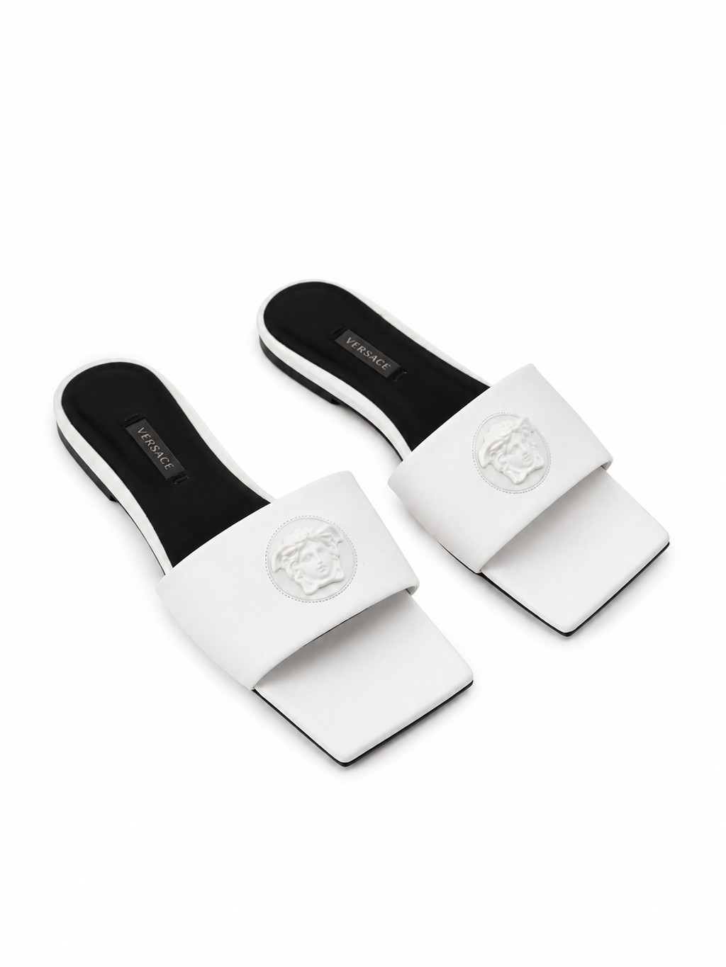 Versace - Sandales Medusa en cuir blanc