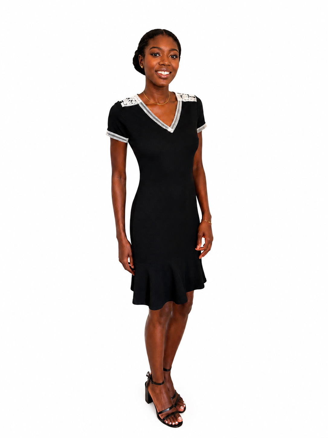 Robe noire Karl Lagerfeld à manches courtes