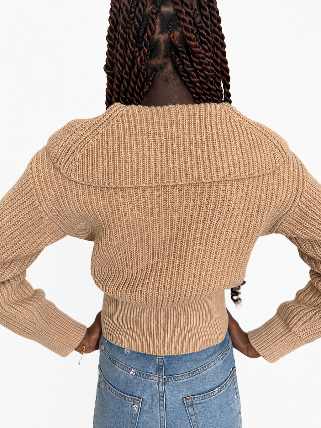 Sandro - pull en maille court beige