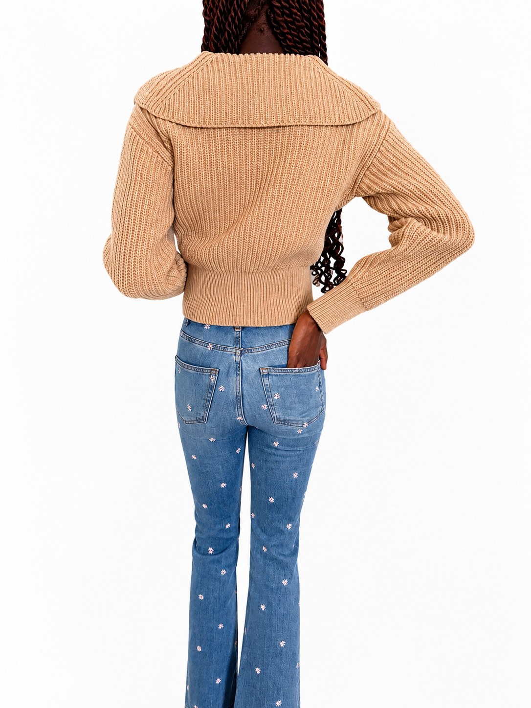 Sandro - pull en maille court beige